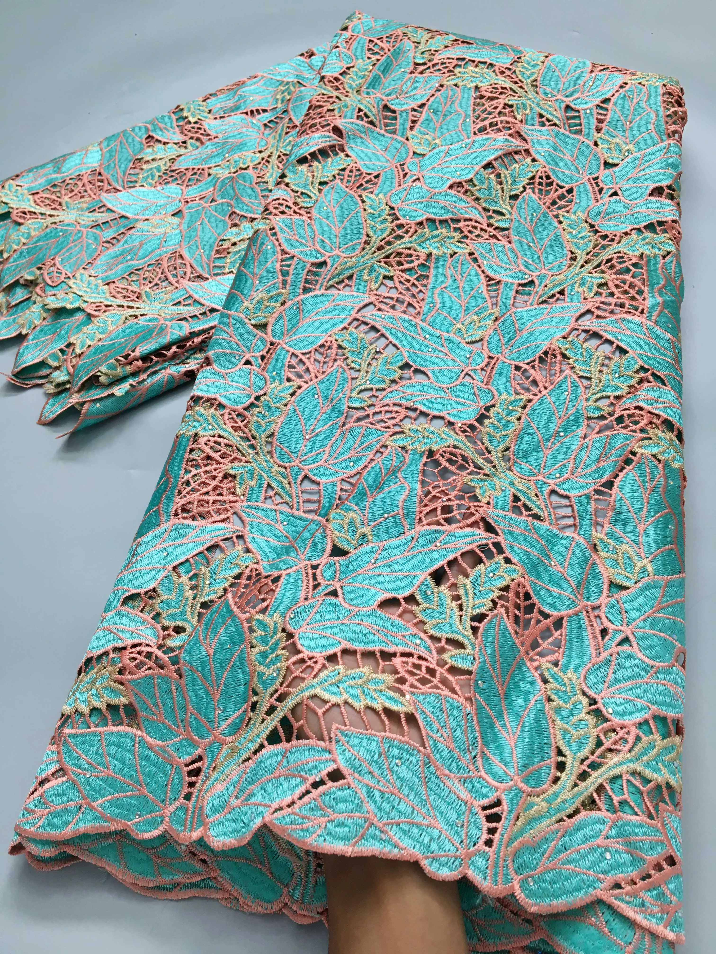 Высококачественная Нигерийская Вышитая Кружевная Ткань Из Вуали С Блестками