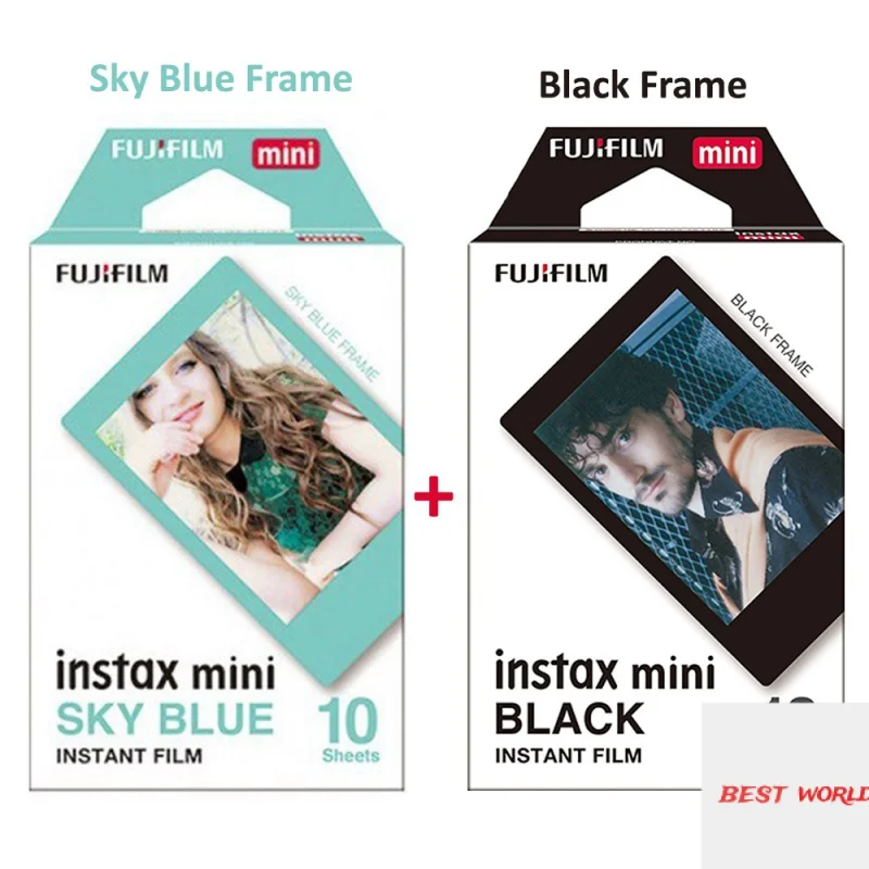 

Оригинальная фотопленка Fuji Fujifilm Instax Mini 8, небесно-голубая рамка + черная пленка для Mini 8, 70, 11 Plus, 90, 25, стандартная фотокамера, большой подарок