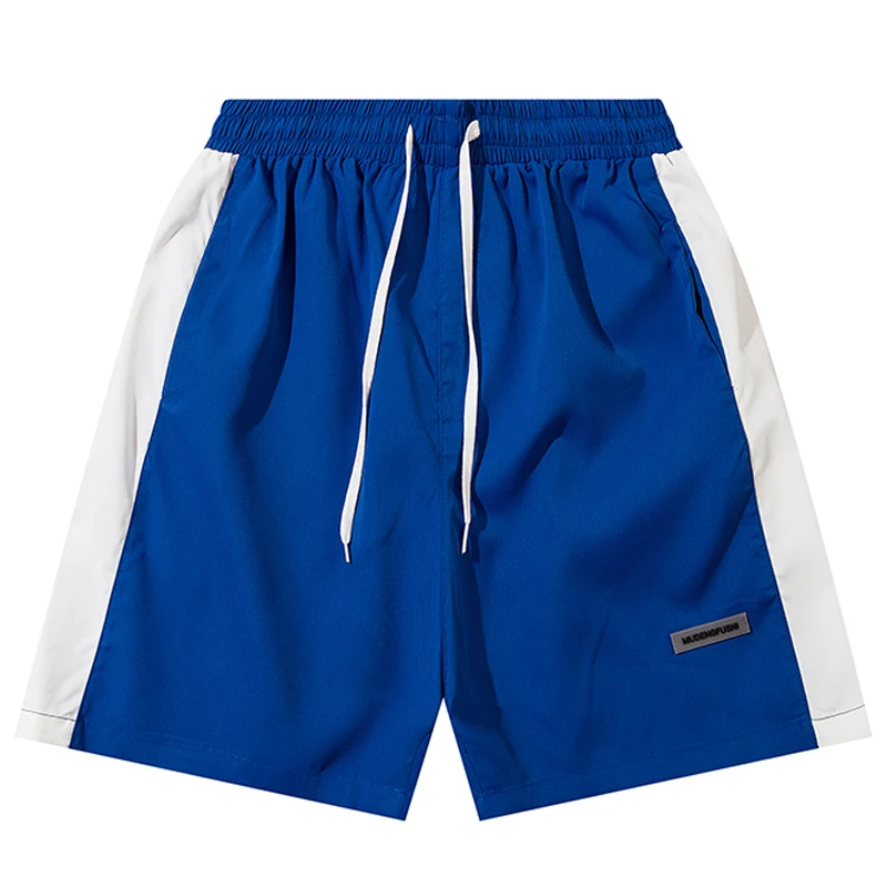 

Шорты мужские с эластичным поясом, повседневные штаны из полиэстера, уличная одежда большого размера на шнуровке, Джоггеры в стиле пэчворк, ...