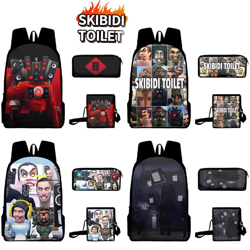 

3pcs/set Skibidi Toilet Backpack Skibidi Toilet Bag Speaker Man Tv Man Camcorderman Camera Man Cameraman Boss Bag Pencil Case