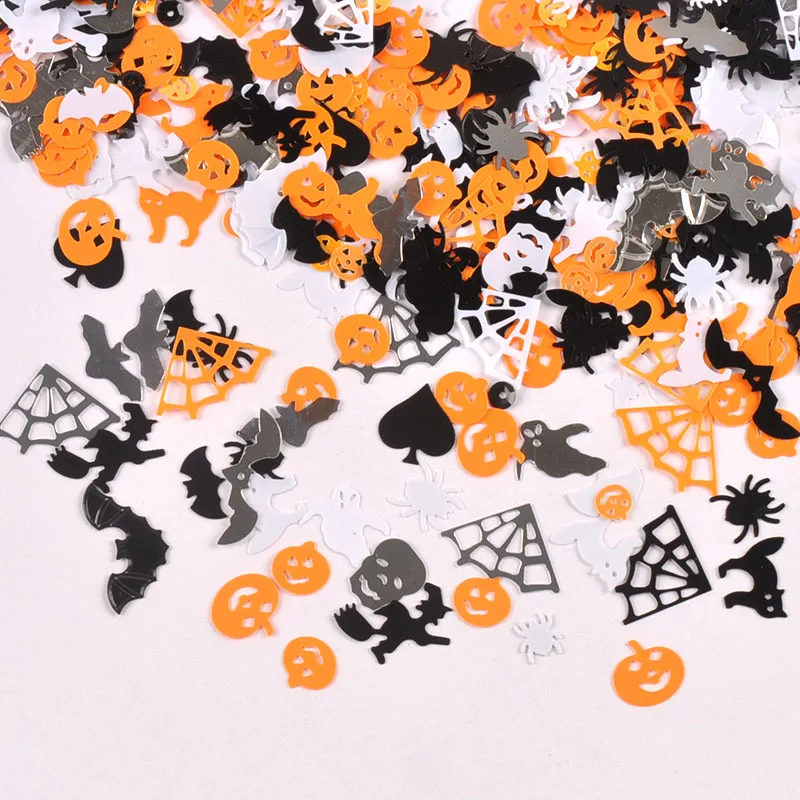 20 г 9-28 мм Хэллоуин паук/паук/гарбуз/летучая мышь смешанный узор ПВХ конфетти с