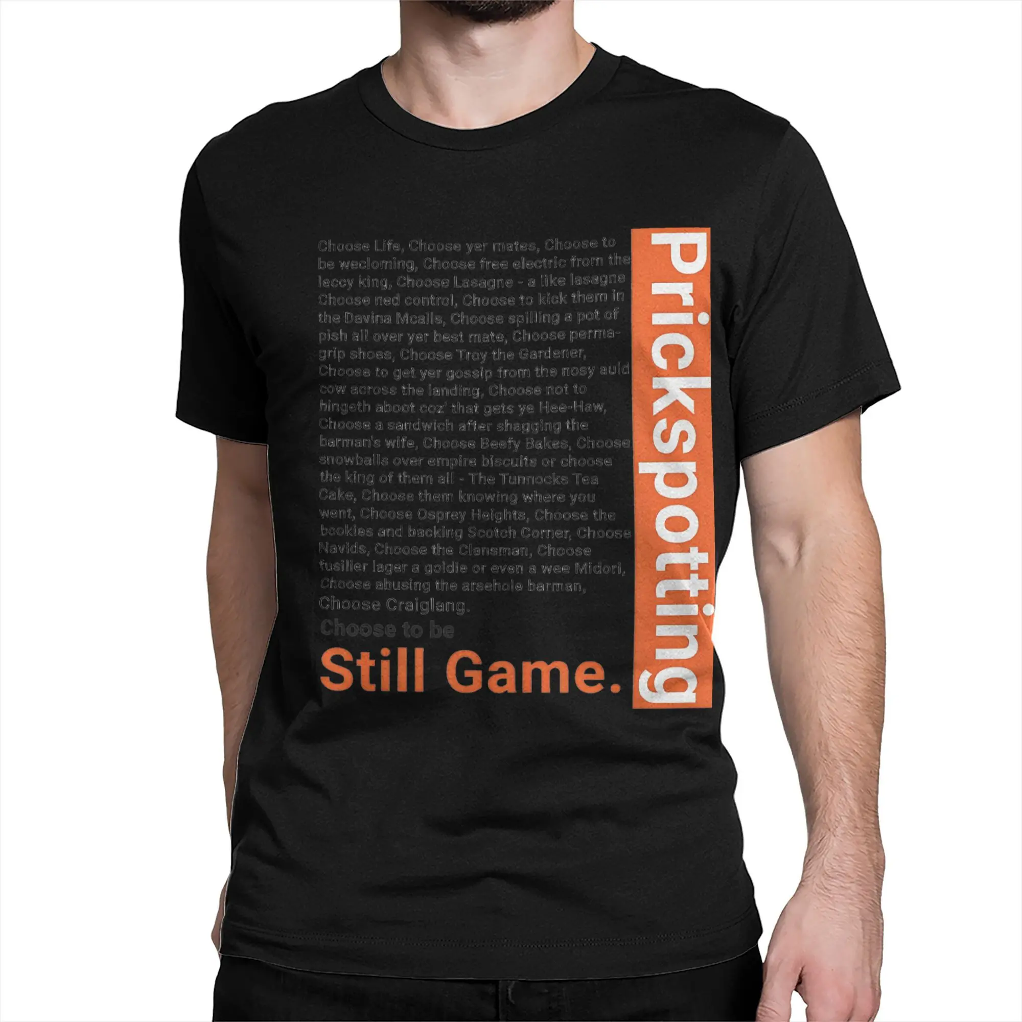 Prickspotting Still Game take on Trainspotting Men's T Shirt Tees Short Sleeve Round Collar T-Shirts Cotton Original Clothing