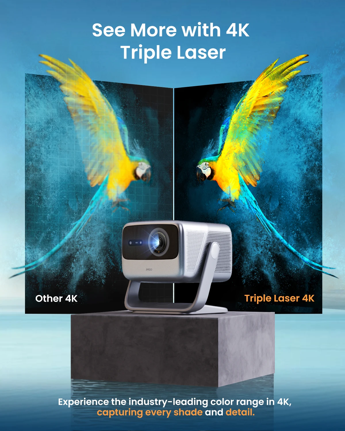Фото New Arrival Wupro X JMGO Infinity Global Google TV Triple Laser Projector 2450 ISO Lumens Wi-Fi 6 BT5.0 4K UHD DLP 3D Projector №2