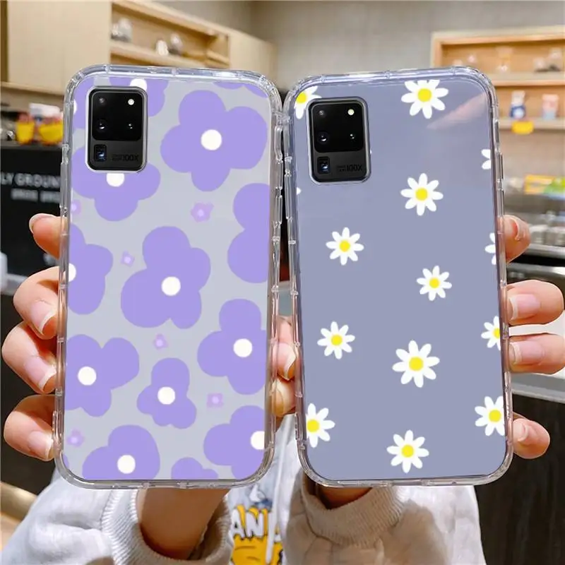 

Flowers Drawing Phone Case For Samsung Galaxy S10 S10e A70 Edge S22 S23 Plus Ultra Note10 Transparent Cove