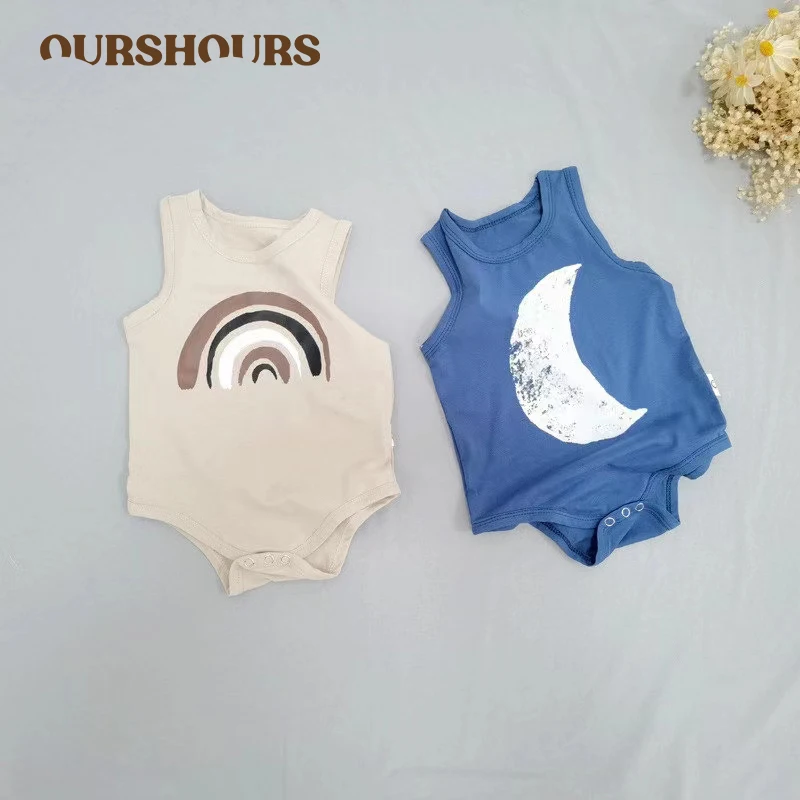 

Baby Clothes Cotton Sleeveless Romper Summer Boys Girls Cartoon Printing Vest Jumpsuit Newborn Thin Breathable One-piece Outfits