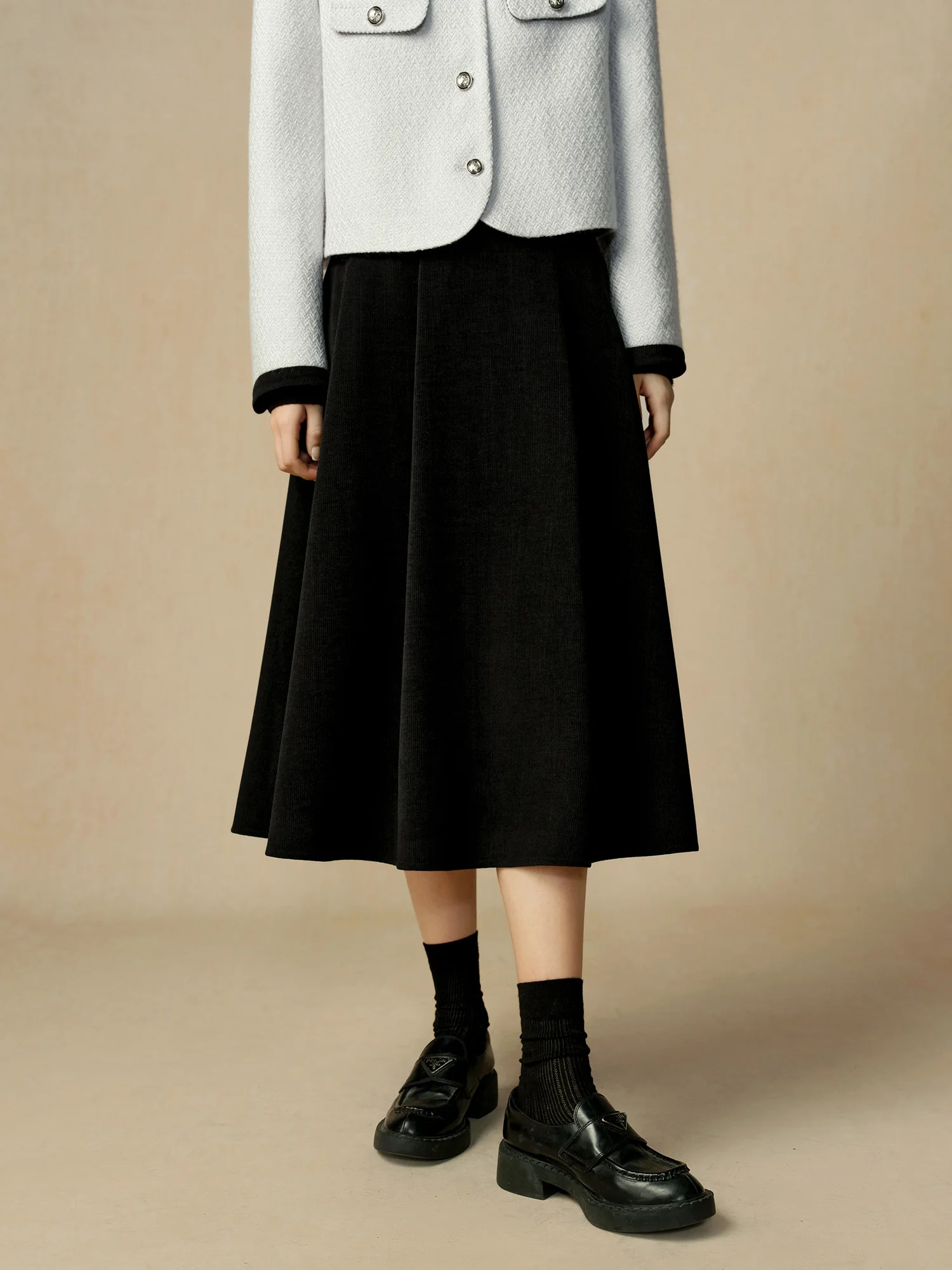 DUSHU Женская синяя твидовая куртка Нежный стиль Короткое пальто с круглым вырезом