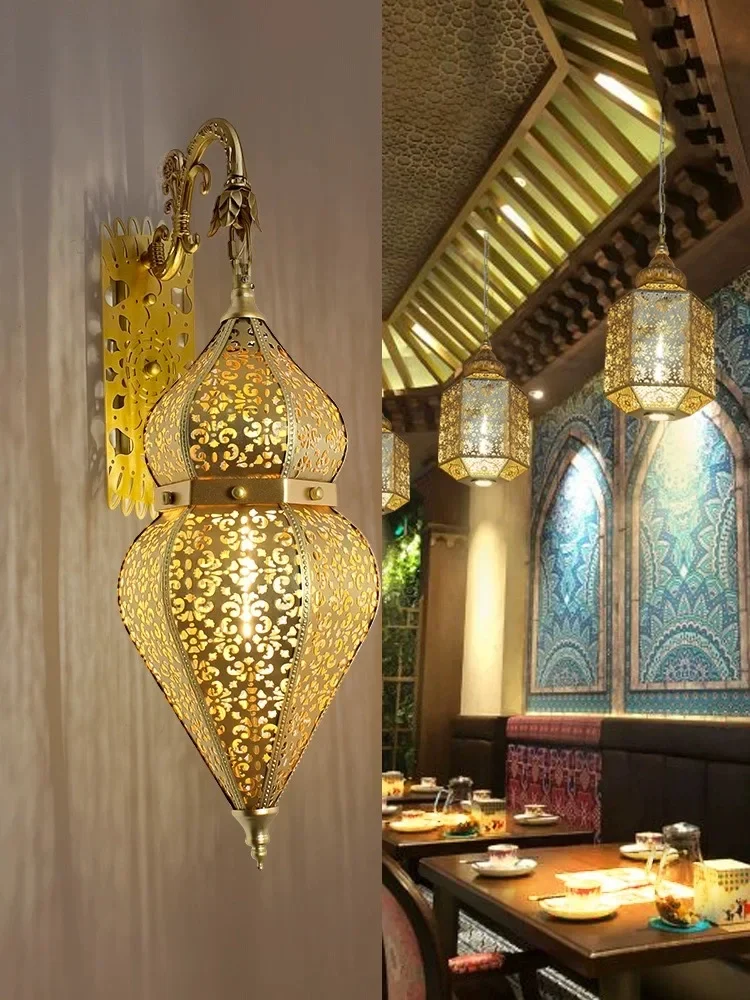 Новый золотой настенный светильник для ресторана в тайском стиле Юго-Восточной