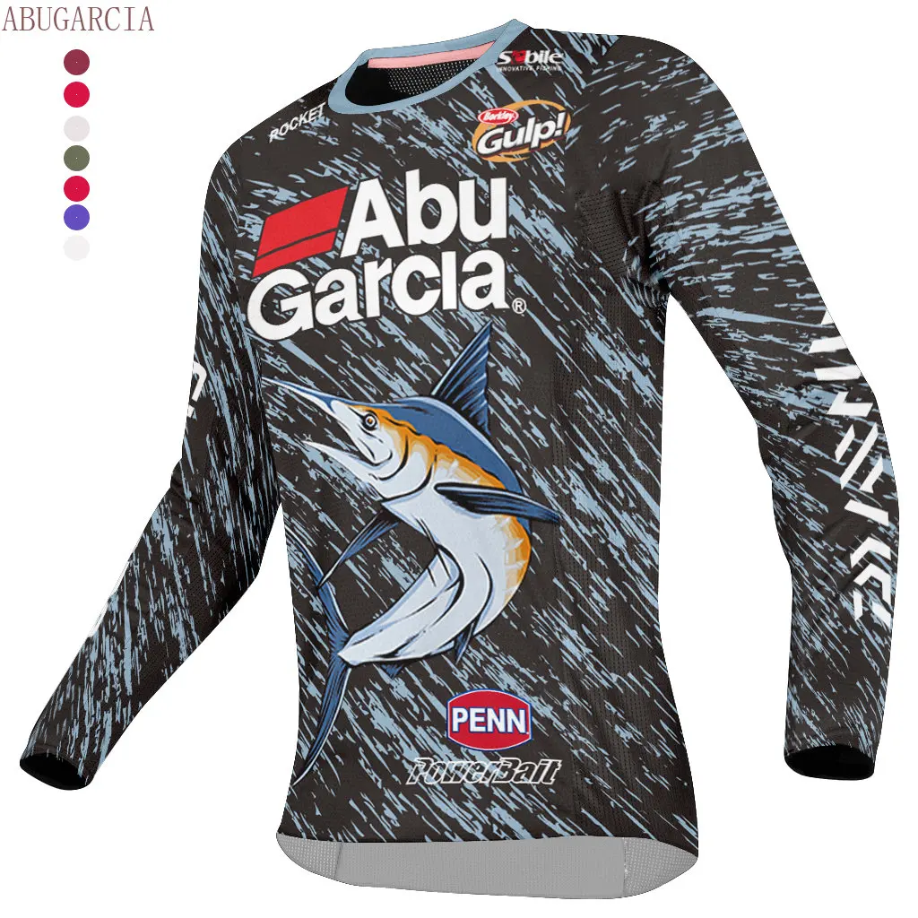

ABUGARCIA Summer long-sleeved fishing shirt motocross retro cycling jersey men Breathable Polyester