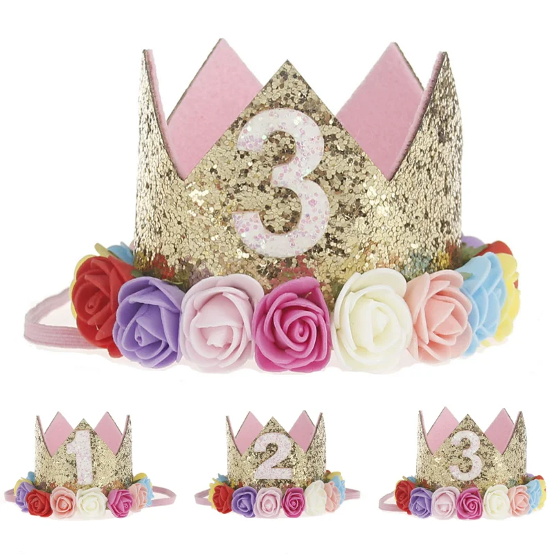 

1pc Happy First Birthday Party Hats Decor Cap One Birthday Hat Princess Crown 1st 2nd 3rd Year For Pets Dogs Cats Hairband Hot