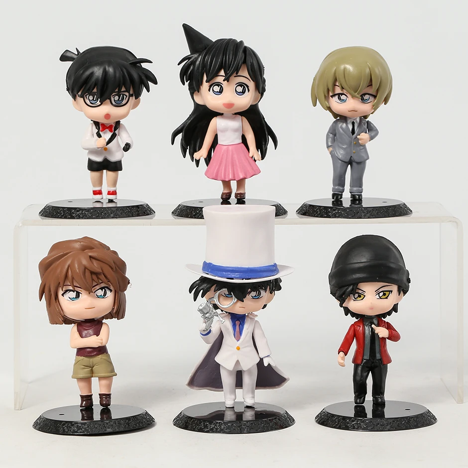 

6pcs/set Detective Conan Kudou Shinichi Mouri Ran Haibara Ai Kiddo u Kiddo Furuya Rei Figure Toys Cute Decoration Dolls