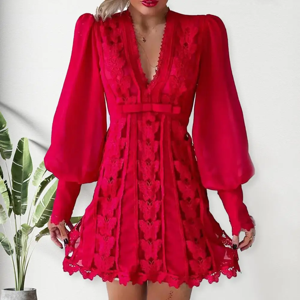 

Stylish Ladies Dress Breathable Deep V-neck Cotton Blend Nude Color Party Dress Fashion Dress Dress-up
