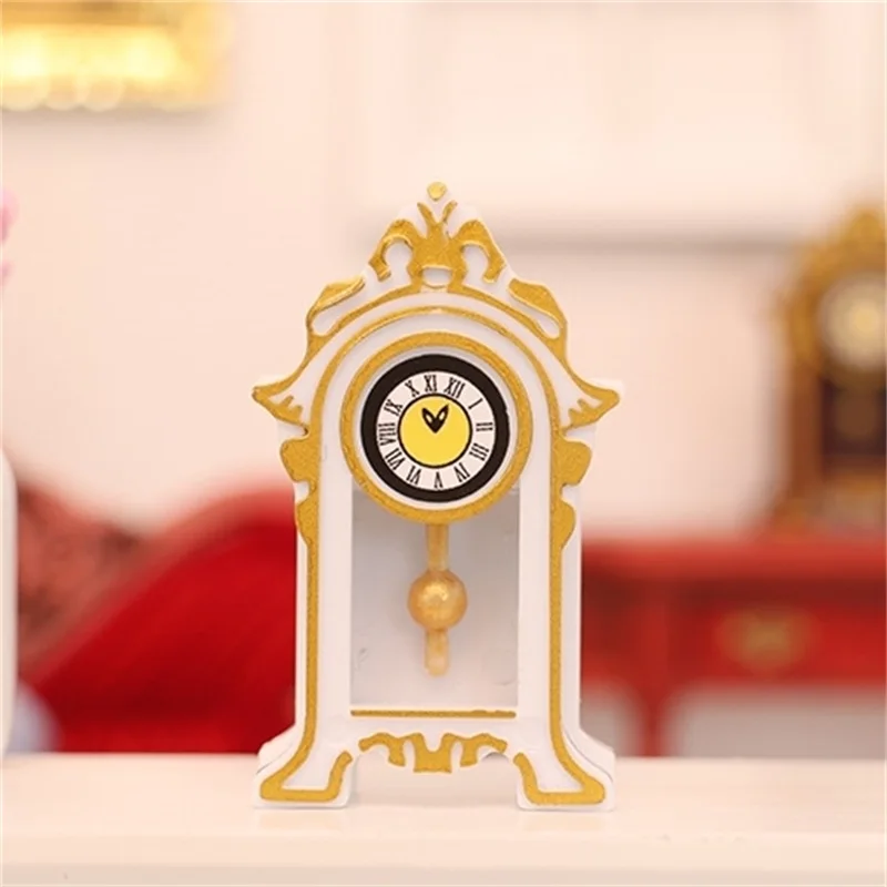 

1:12 Dollhouse Miniature European Vintage Clock Desk Clock Alarm Clock Standing Clock Home Decor Toy Doll House Accessories