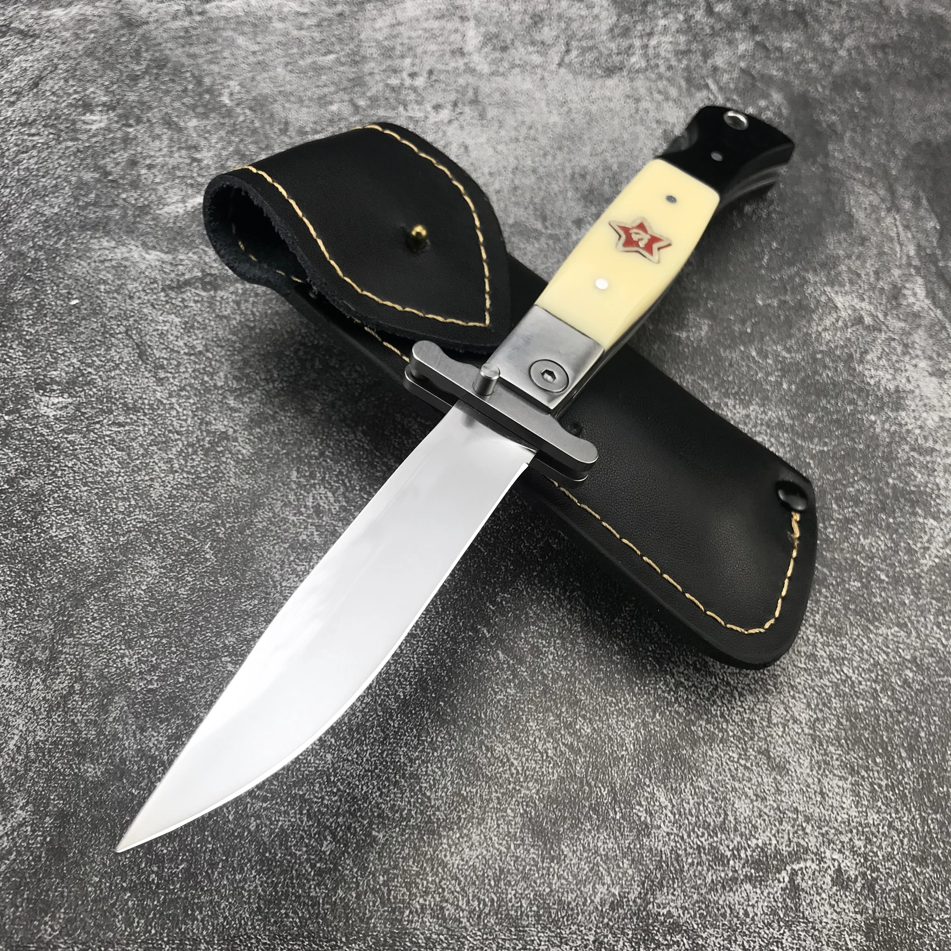 

Russian Finka NKVD KGB Outdoor Rescue Folding Knife 440C Blade Mirror Finish Camping Tactical EDC Pocket Knife Self-defense Tool