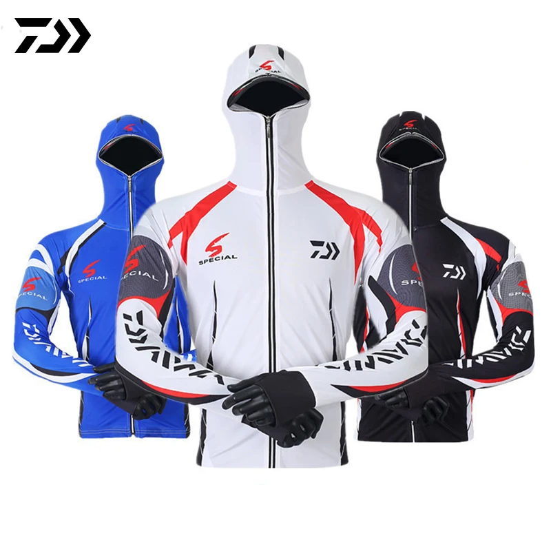 

Daiwa New Clothes Fishing Shirt Jacket Ice Silk Quick Dry Sports Sun Protection Face Neck Anti-UV Breathable Fishing Hooded
