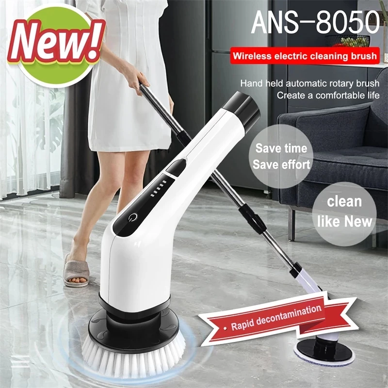 Electric Cleaning Brush Extension Handle Wall Window Cleaner 7 In 1  Cordless Bathroom Kitchen Tub Tile Scrubber Cleaning Tools