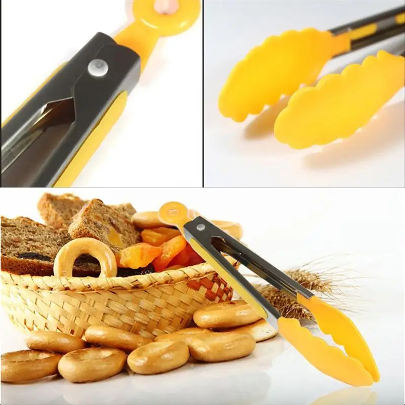 

Stainless steel Silicone Kitchen Tongs BBQ Clip Salad Bread Cooking High-quantity Food Clip Food Serving Tongs Kitchen Tools