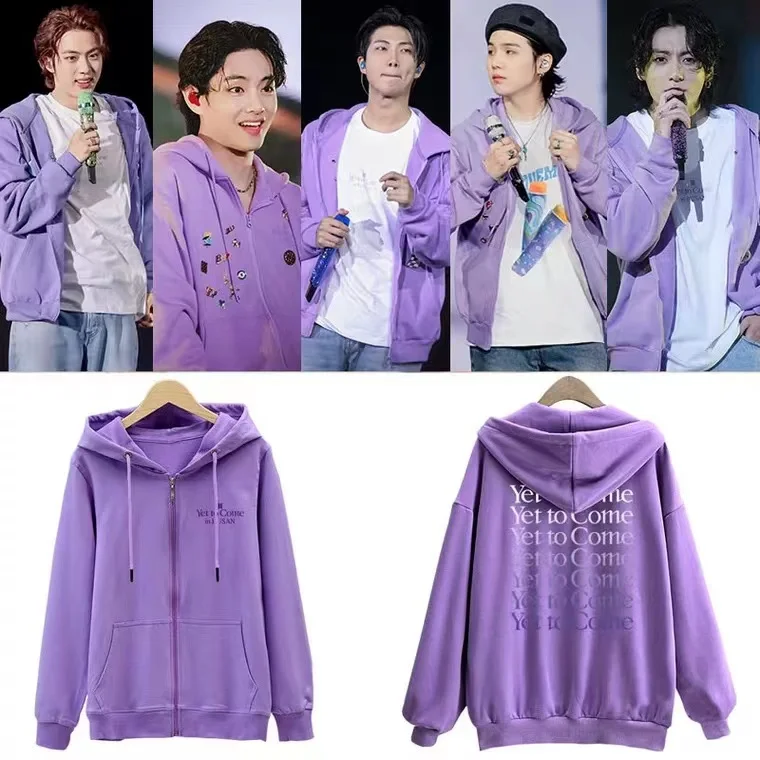 

JIMIN SUGA Jungkook Purple Zipper Jackets Zip Hoodies Concert Same Style Korean Long Sleeve Jacket Kpop Outfits