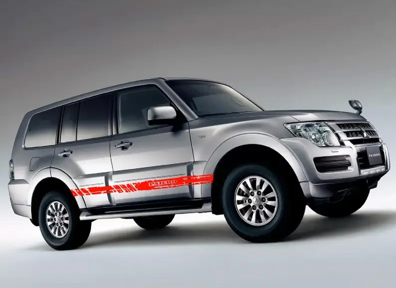 Пара спортивных боковых полос наклейка Виниловая совместимая с Mitsubishi Pajero |