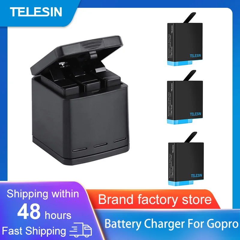 TELESIN Battery Charger Storage Box Set+Battery+Cable for Hero 8 7 6 5 Black Gopro Bateria Camera Accessories | Электроника