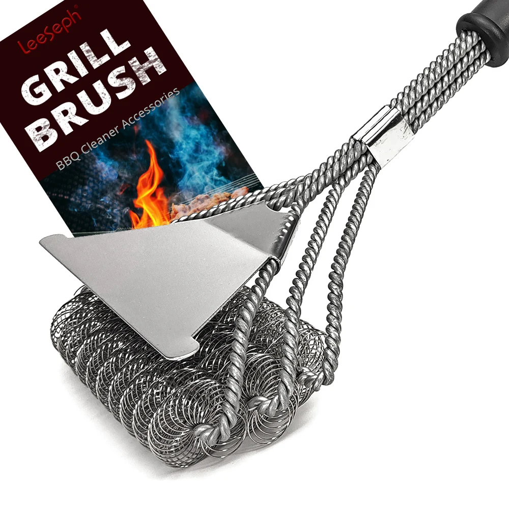 

Safe Grill Brush - Bristle Free BBQ Grill Brush - Rust Resistant Stainless Steel Barbecue Cleaner - Great Grilling Accessories