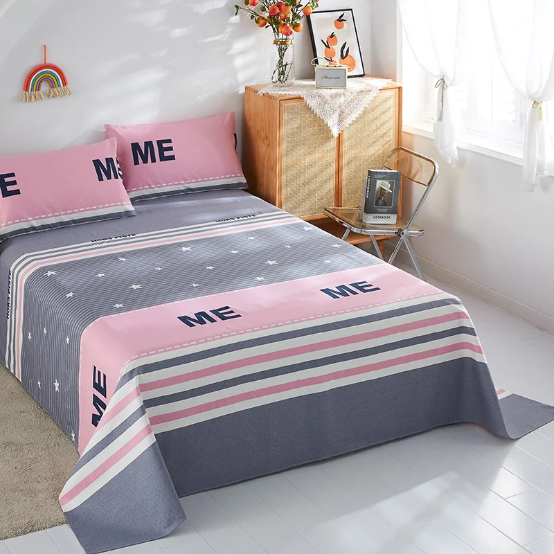 

100% Cotton Bed Sheet Set Thicken Skin-friendly Bed Linen Air-Permeable Can Sleep Naked Bed Sheets Pillow Cases Cotton Bed Cover