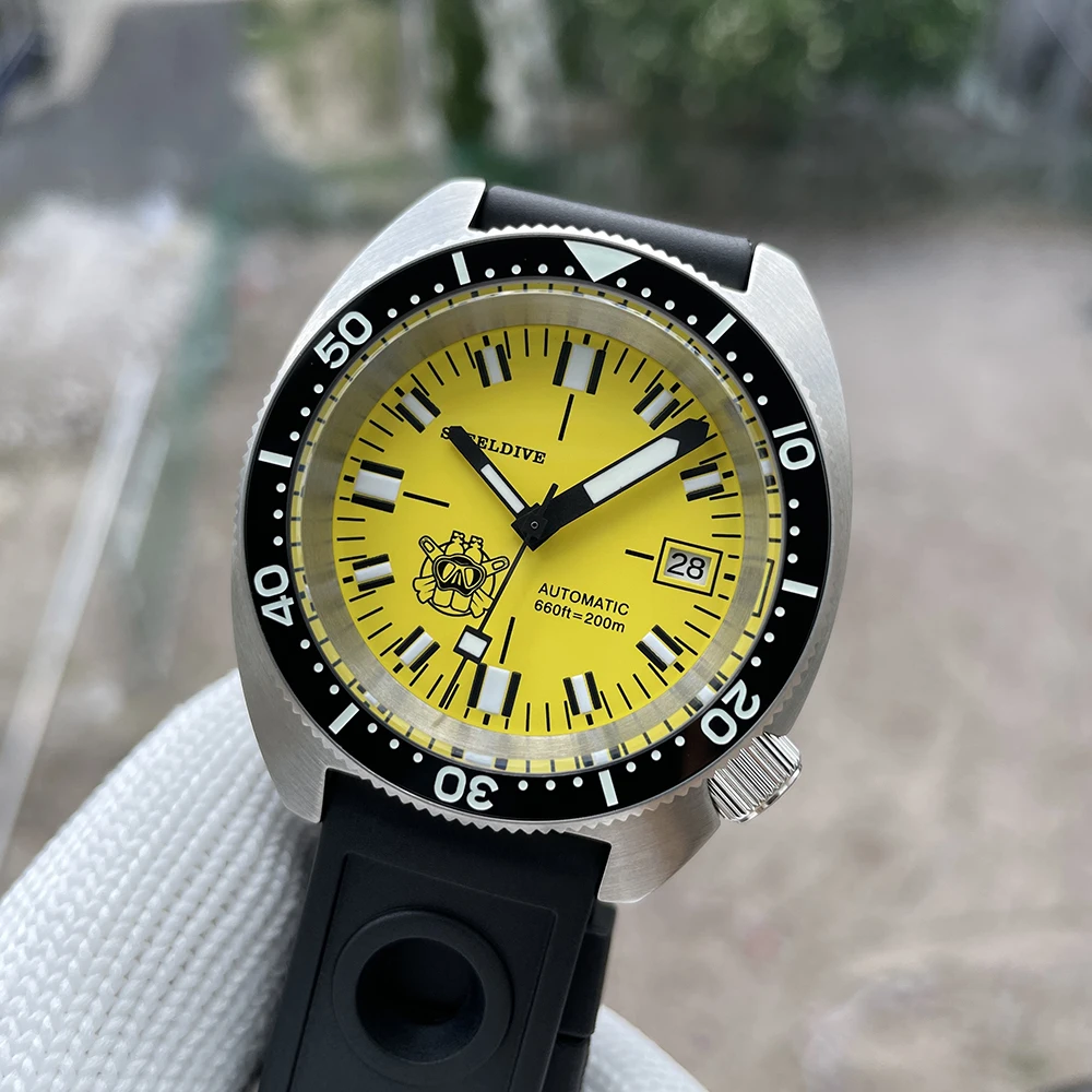 Купить Новинка 2022, механические наручные часы STEELDIVE SD1977T, тонкие мужские водонепроницаемые супер светящиеся часы для дайвинга до 20 бар Abalone SUB300T