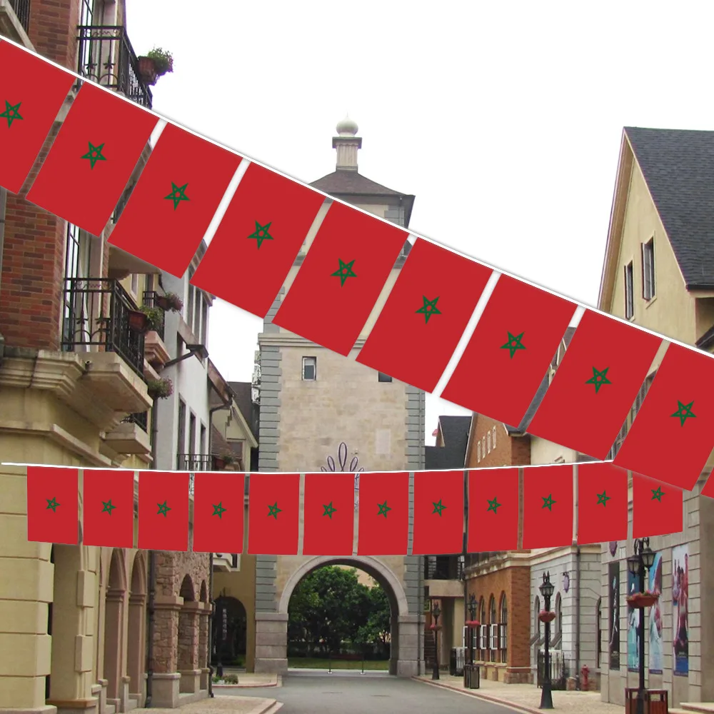 Флаги с одной нитью флаги национальными линиями Подвесные на веревке Марокко 14*21