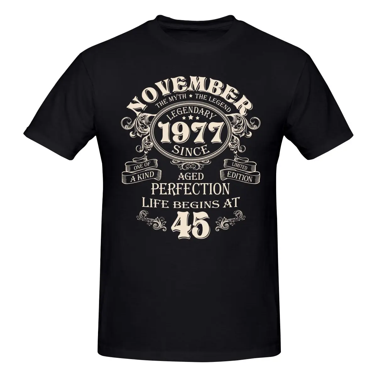 

Born In November 1977 45 Years Legends Birthday T Shirt Big Size Crewneck Shirt Men Short Sleeve