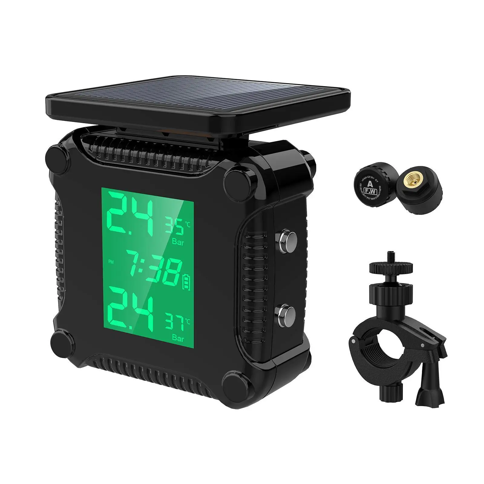 

Монитор давления в шинах мотоциклетный с солнечной батареей, беспроводная система контроля давления в шинах с ЖК-дисплеем, цветной дисплей,...