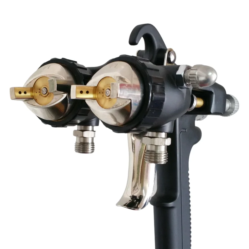 

Double 1.4/1.8/2.2mm nozzle pressure spray gun Nano chrome painting dual head Air pneumatic pressure sprayer