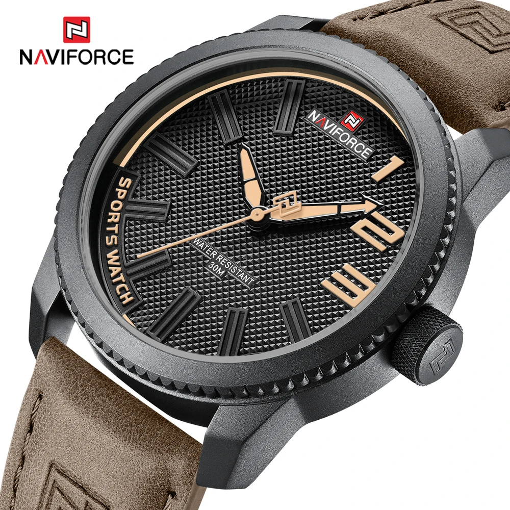 Relógios de Pulso de quartzo Naviforce Topo de Luxo da Marca dos Homens Esportes Relógio Quartzo Relógio de Pulso dos Esportes Data Analógica Relógio de Couro Casual à Prova Dcasual Água