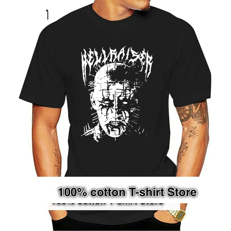 

Black Metal Pinhead T Shirt hellraiser pinhead cenobite black metal metal black and white clive barker pain suffering classic