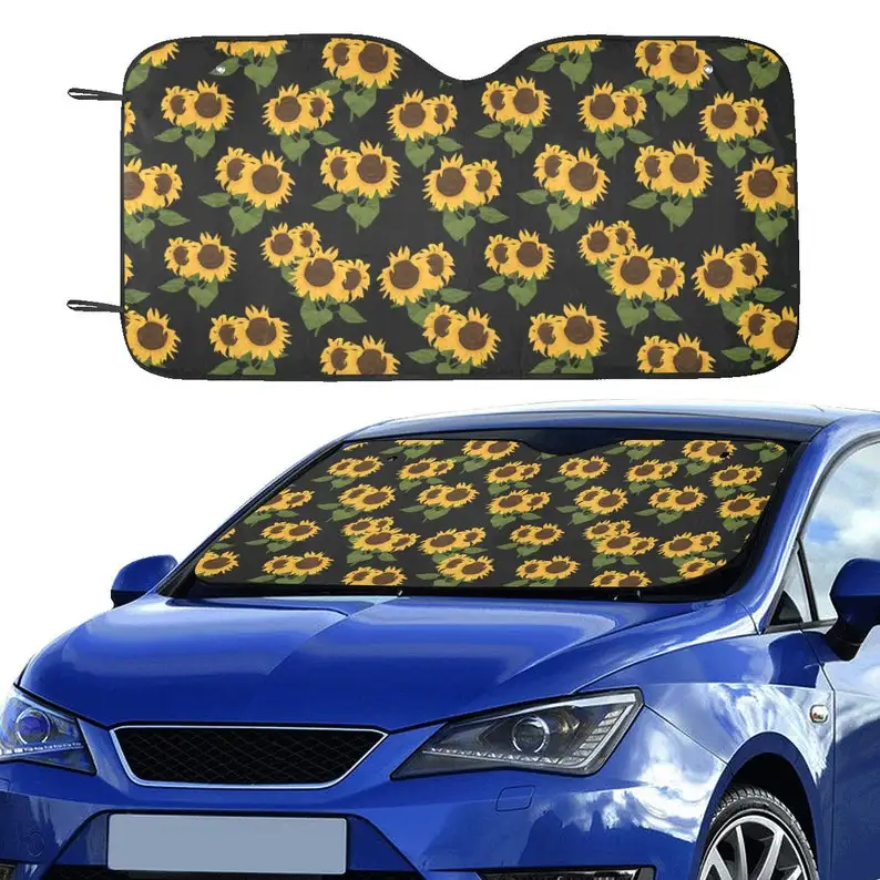 

Sunflower Windshield Sun Shade, Flower Car Accessories Auto Protector Front Window Visor Screen Decor 55" x 29.53"