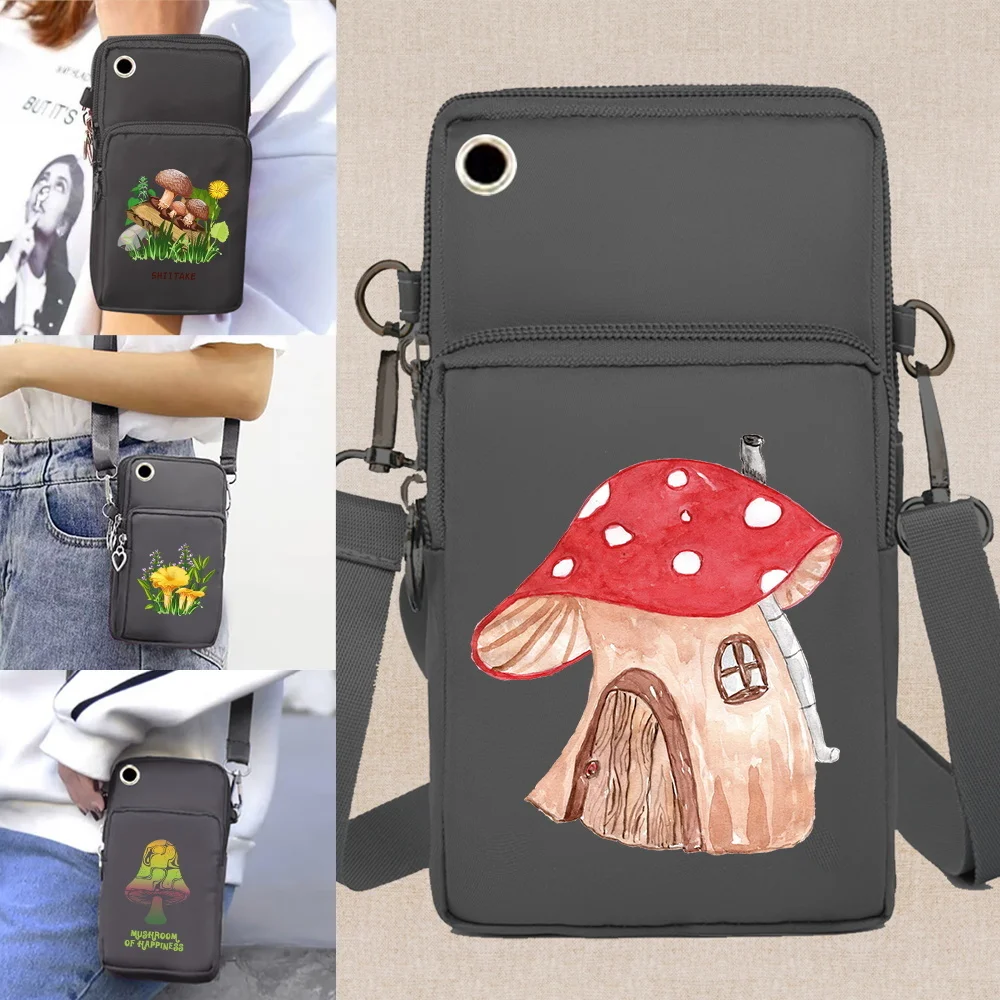

Мобильный телефон сумка, сумка на плечо, сумки для Apple/Huawei/Samsung, водонепроницаемый пакет для хранения сотового телефона, кошелек для монет с принтом в виде грибов
