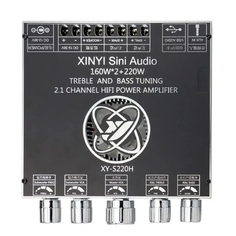 XY‑S220H 2.1-канальный аудиоусилитель с Bluetooth 5.1, мощностью 160 Вт*2+220 Вт, чип TDA7498E, модуль усилителя для сабвуфера HIFI. (art.: 3920dd1730f87) - 3920dd1730f87