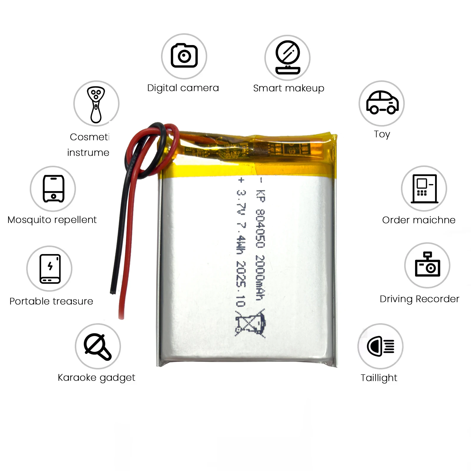 804050 3.7V 2000mAh Полимерный литиевый перезаряжаемый аккумулятор JST1.25 XH2.54 PH 2.0 с 2-контактным разъемом для GPS-навигатора, MP5, Bluetooth-гарнитуры (art.: 3920da4efe479) - 3920da4efe479