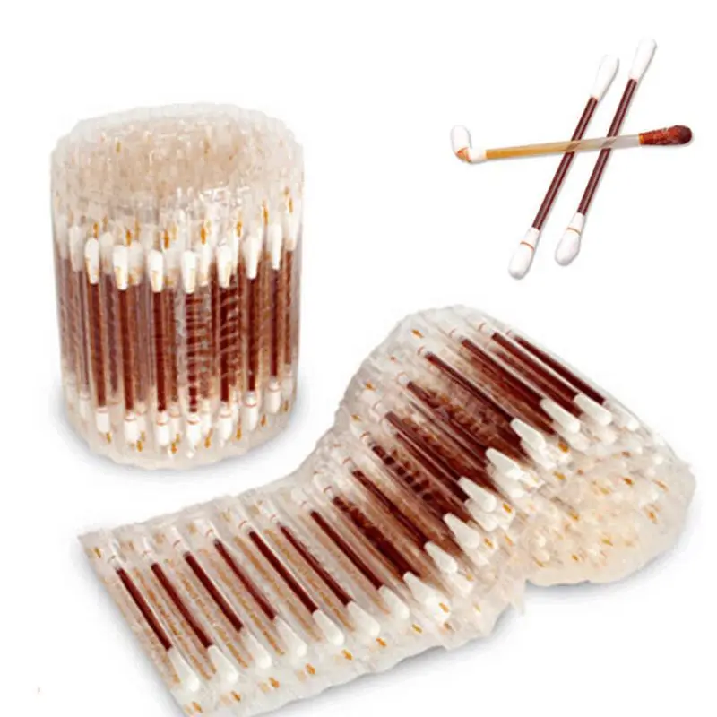 

100pcs/pack Multifunction Disinfected Stick Make Up Wood Iodine Disposable Double- Cotton Swab Portable Bars