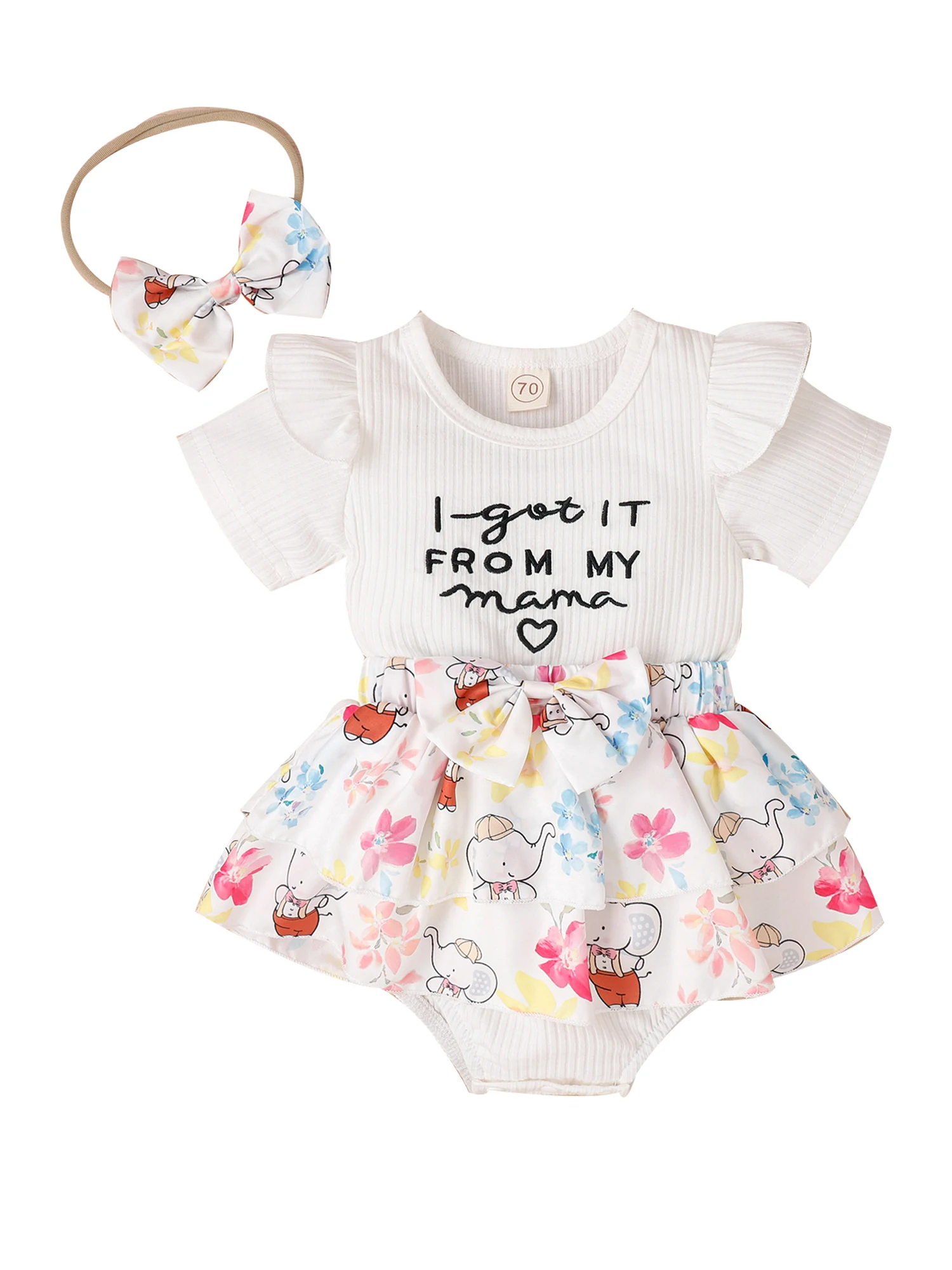 

Детский летний комбинезон с коротким рукавом и надписью в виде слона