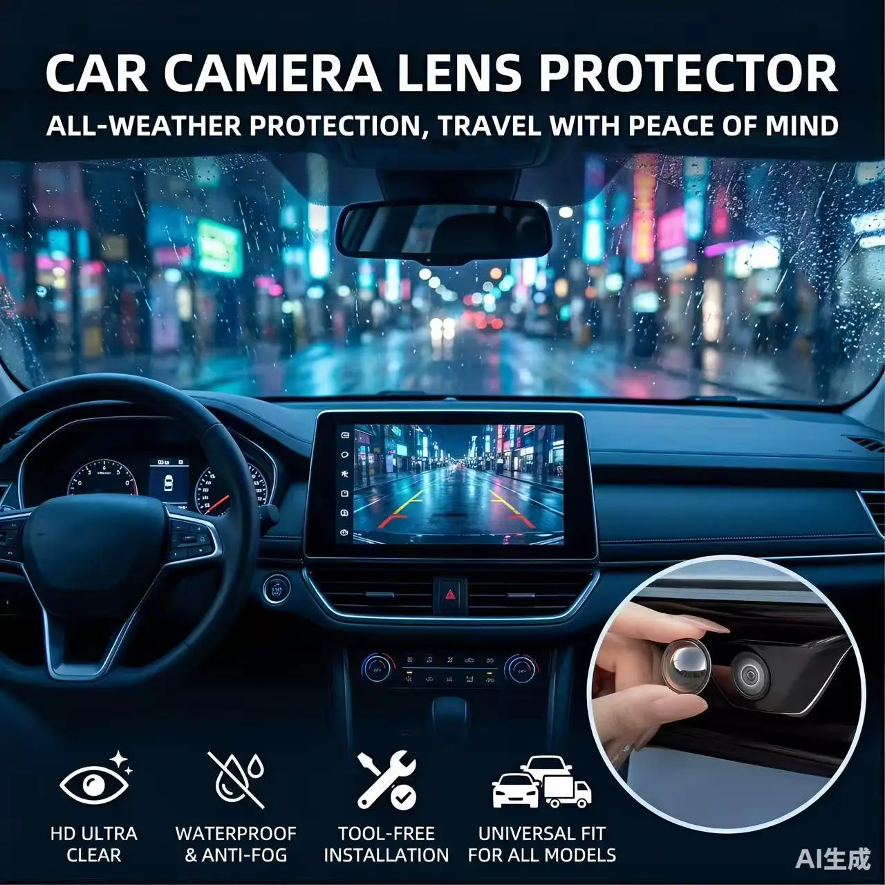 Фото Подходит для автомобилей Wuling, 360-градусная защитная крышка для объектива, водонепроницаемая и пылезащитная, комплект аксессуаров для модификации автомобиля. №1