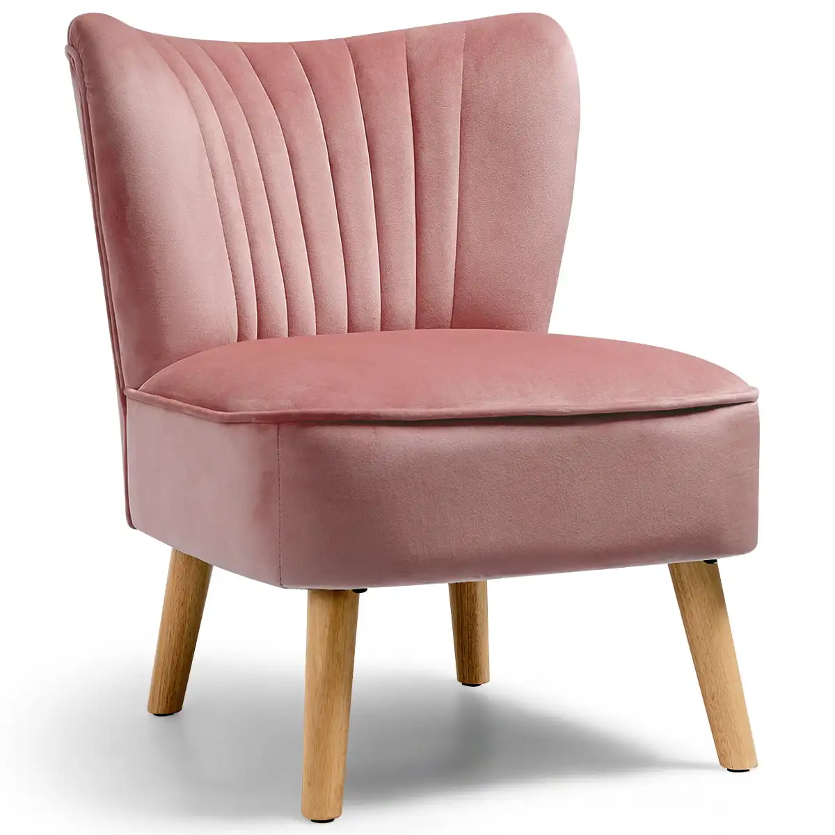 

Costway Armless Accent Chair Modern Velvet Leisure Chair Single Upholstered Pink