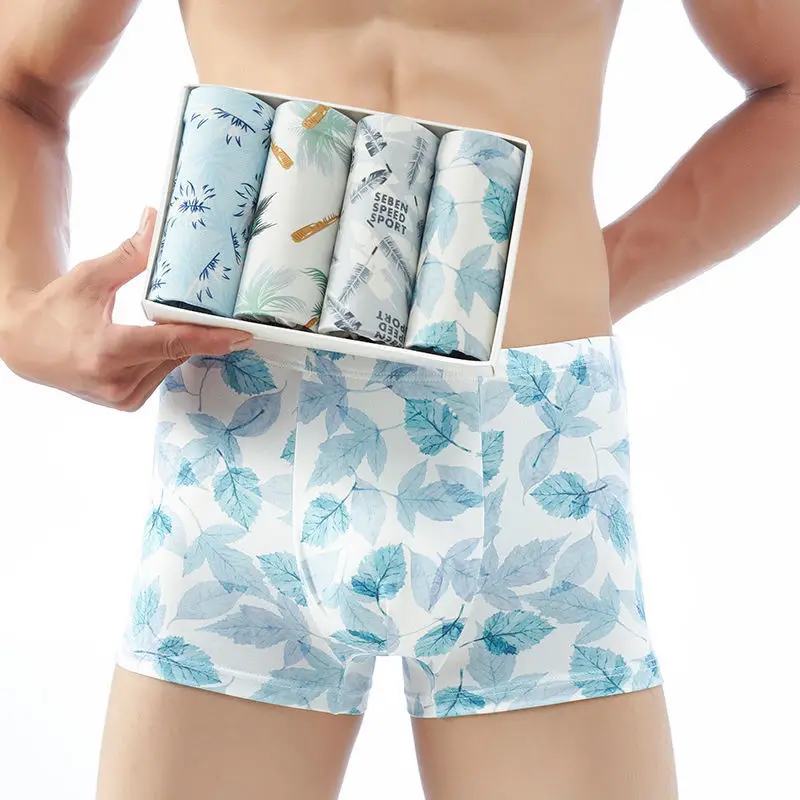 [4 pcs/bag]Men's underwear the male pants waist breathable trousers four corners of youth men's underwear size L-4XL