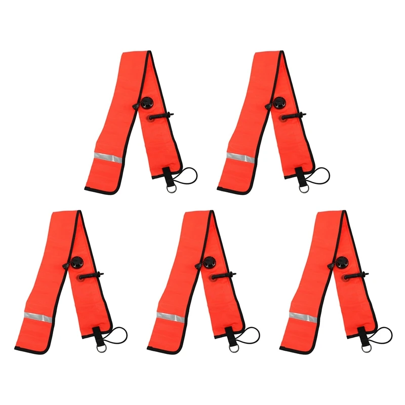 

NEW-5X 1M Scuba Diving Inflatable SMB Surface Signal Marker Buoy Visibility Float Signal Tube Sausage,Red