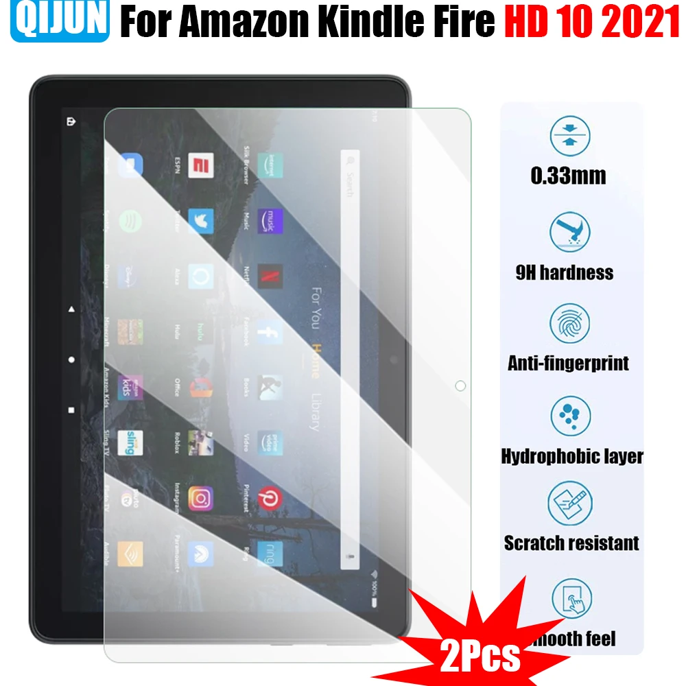 

Tablet Tempered glass film For Amazon Kindle Fire HD 10 2021 Explosion Scratch proof membrane Anti fingerprint protective 2 Pcs