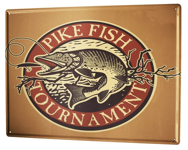 

Metal Wall Sign Coastal Ocean Pike Fish Tin Sign Poster Beach Coffee Shop Home Wall Decoration Retro Metal Plate 12*8 Inch
