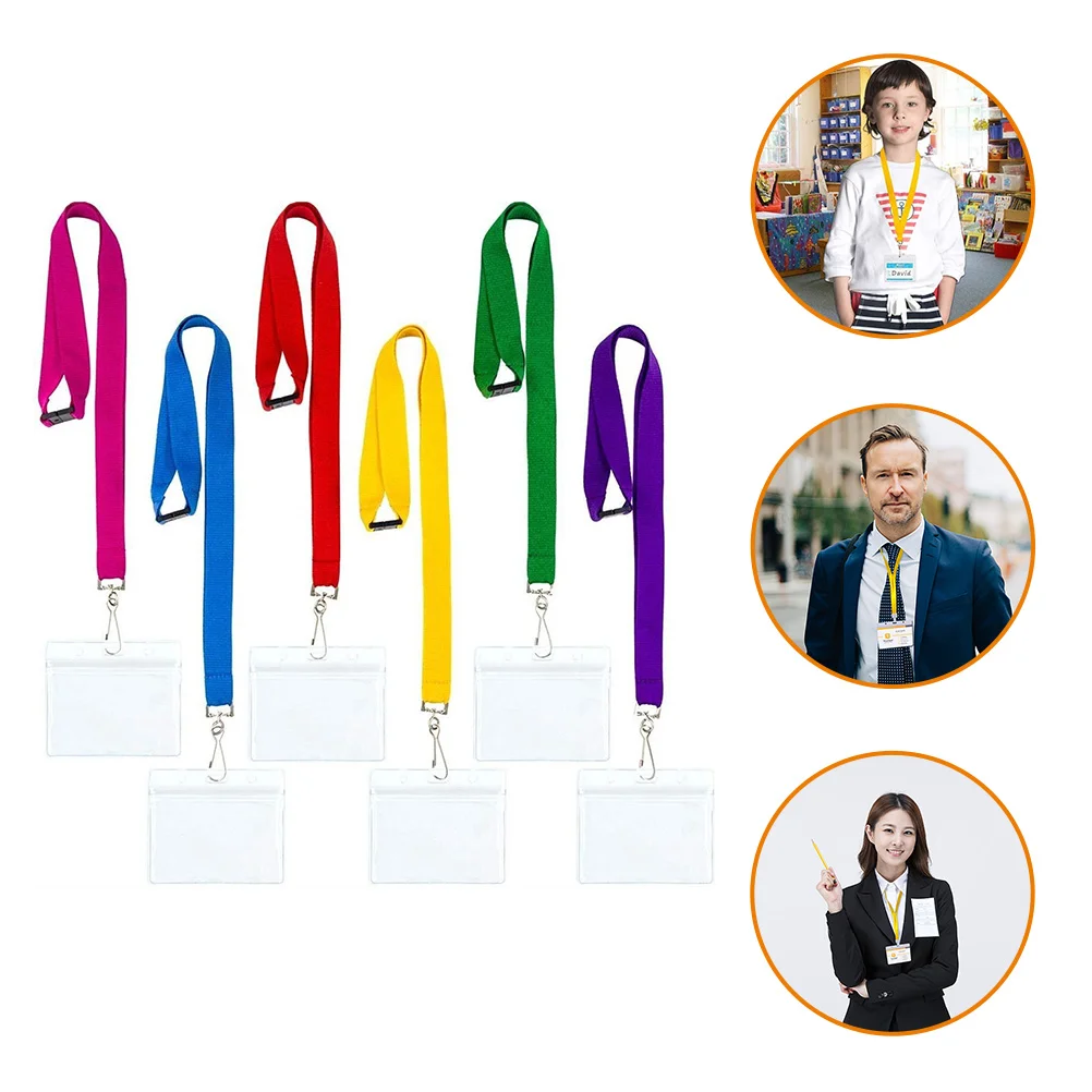 

6 Pcs Lanyard Card Holder Lanyards Id Badges Neck Cotton Rope Small Sleeves Cards Protectors