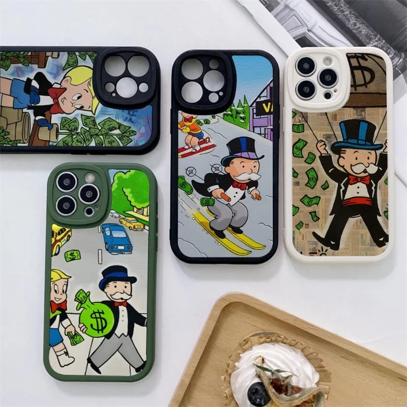 

Чехол для телефона с монополией доллара Alec для IPhone 11 14 12 13 Pro Max Mini Xs X Xr 7 8 Plus SE2020, кожаный чехол