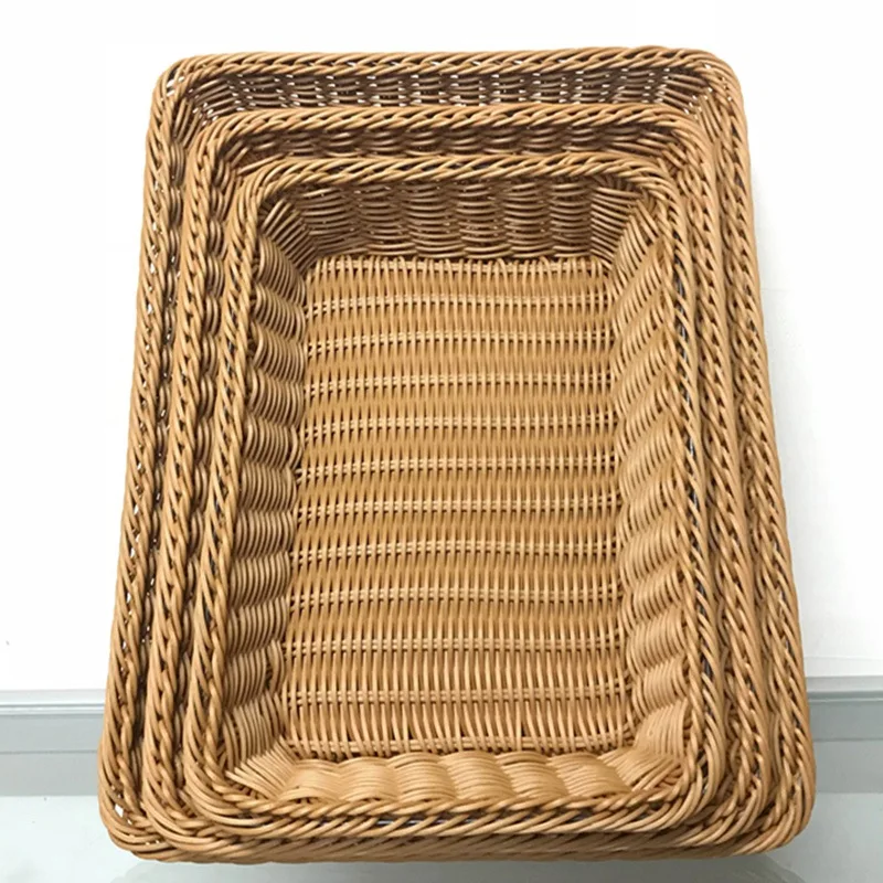 

Rattan Tray Rectangular Woven Serving Tray Bathroom Tray Guest Towel Napkin Holder Wicker Decorative Serving Baskets For Bread