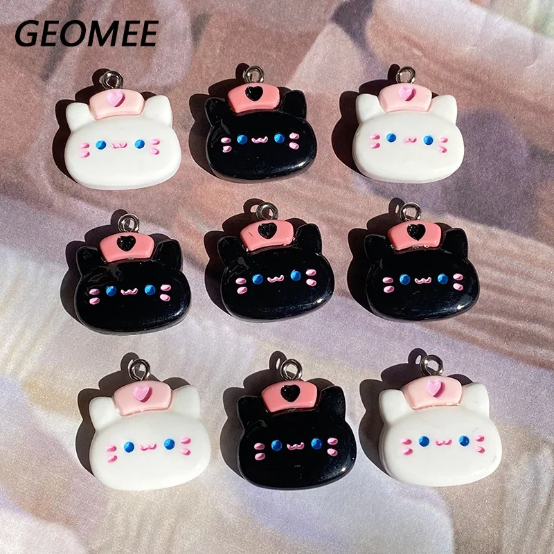 10 шт./упак. подвески из смолы с рисунком медсестры и кота милый кулон котенком для