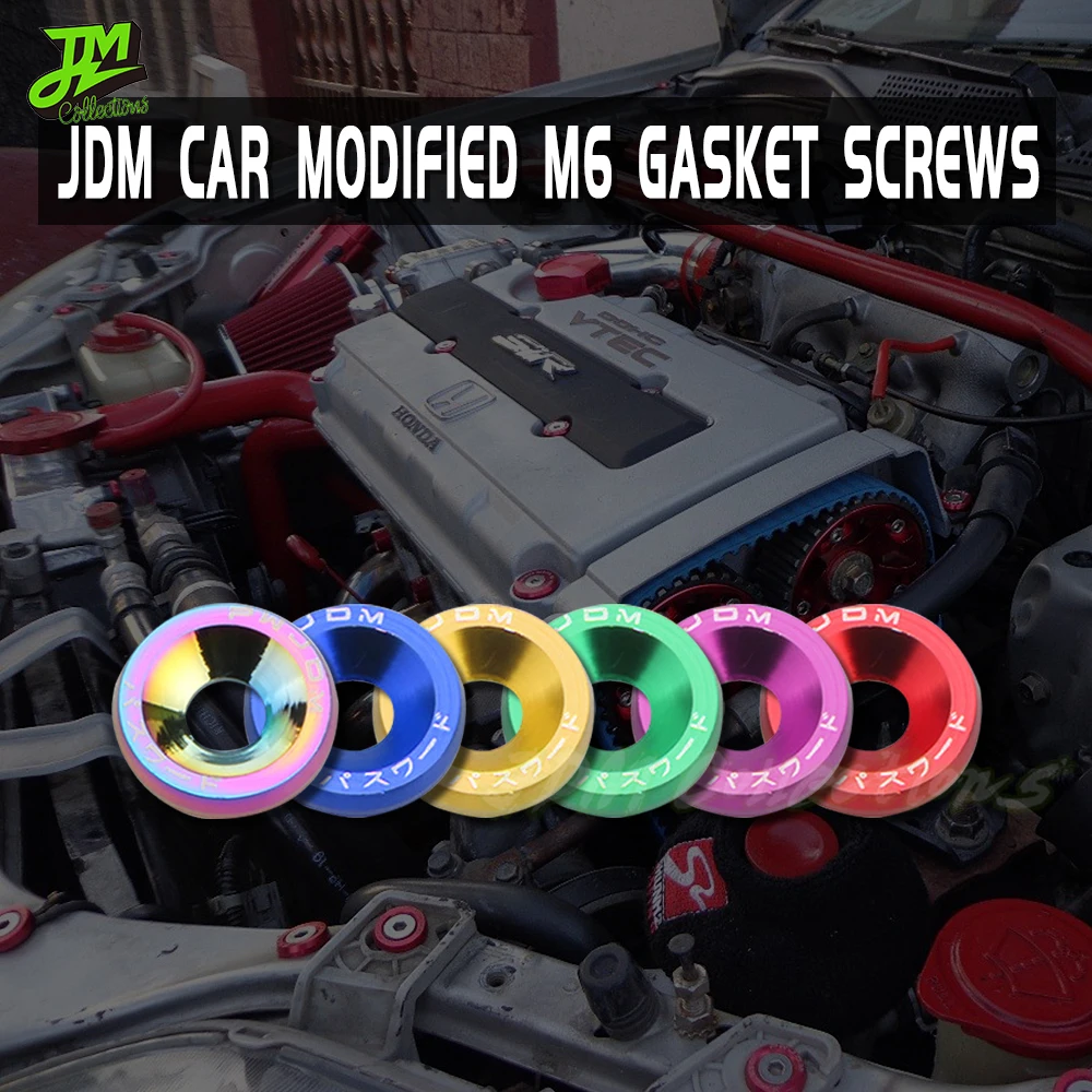 

10PCS Metal Universal M6 JDM Car Modified Hex Fasteners Fender Washer Bumper Engine Concave Screws Car Styling Auto Accessories