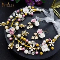 a72 wedding hair accessories for women tiaras bridal headwear princess headpieces earring set crystal diadem flower headband
